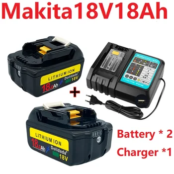 Акумулаторна литиево-йонна акумулаторна батерия 18V Makita 18Ah Универсален модел 18V електроинструмент, 2 бр. батерия + 1 бр. зарядно устройство DC18RC Изображение