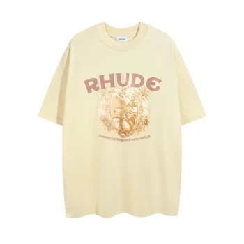 Тениска Rhude за мъже и жени, реколта тениска, потник, риза, продажба на Едро на дрехи Изображение
