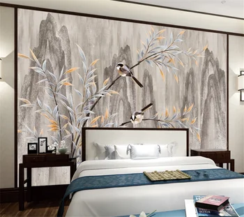 тапети wellyu по поръчка, 3d съвременни китайски креативната мода с цветя и птици, TV-фон, хол, спалня, фонова стена Изображение