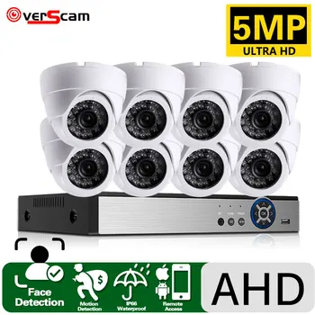 AHD Система за Видеонаблюдение 5MP H. 265 8CH DVR с 4/8 5MP Външна Камера за Сигурност, DVR Kit за Нощно Виждане Купольное Видеонаблюдение Canera Kit Изображение