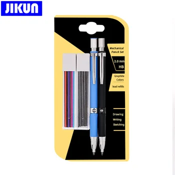 Набор от механични моливи JIKUN 2,0 мм HB Автоматични моливи с цветни грифелями Ученически дръжки Канцеларски материали Kawaii Изображение