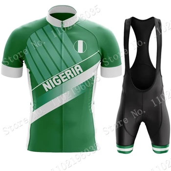 Фланелка на Националния отбор на Нигерия За Велосипед 2023 Комплект Мъжки Нова Зелена Дрехи Ризи За Автомобилния Наем Костюм под наем Лигавник Шорти МТБ Ropa Трико Изображение