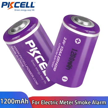 PKCELL 2 ЕЛЕМЕНТА 3,6 НА 1200 ма 1/2 батерии тип АА батерии за Еднократна употреба литиеви батерии ER14250 за домашен монитор, прозорци сензори, системи за сигнализация Изображение