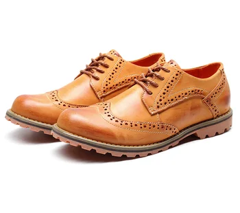 Нови постъпления, мъжки бизнес модела обувки от естествена кожа Brock в ретро стил, за мъж, вечерни обувки с перфорации тип 