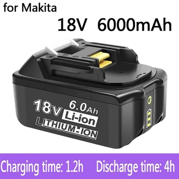 100% Оригинал За Makita 18V Акумулаторна батерия 6000mAh Батерия за Лаптопи с led литиево-йонна батерия Заместител на LXT BL1860B BL1860 BL1850 Изображение