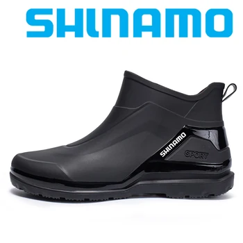 Летни мъжки обувки за риболов и дъжд 2023 г., нескользящие, непромокаеми, износоустойчиви и водоустойчиви, леки гумени непромокаеми ботуши Изображение