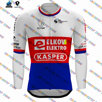 2023 Elkov на Pavlin Чехия Джърси Pro Team Мъжки Дишащи Дрехи За Шоссейного Наем Дълги Ризи Велосипедни Върховете на МТВ Maillot Ropa Ciclismo Изображение