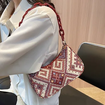 Дамски бохемската чанта през рамо, модерна чанта за пазаруване в стил хипи, готическата чанта за пазаруване с геометричен дизайн, висококачествена и голяма чанта за момичета, за пътуване, за почивка Изображение