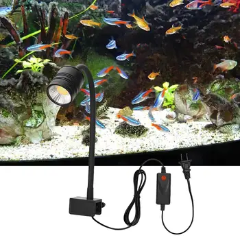 Лампа за аквариум с въртяща се глава, универсална стабилна, удобна лампа за водни растения за озеленяване на аквариума, украса на дома плот Изображение