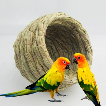 Bird ' S Nest Птичья Клетка Естествена Трева Яйце Клетка За Птици Къща Открит Декоративни Тъкани Висящи Папагал Гнездо Къщи, Домашни Спалня Изображение
