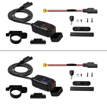 Аксесоари за мотоциклети USB Зарядно устройство за Мотоциклет 5V3.4A/9V2.5A/12V2A Водоустойчив Адаптер с два порта за Захранване Изход за мобилен телефон Изображение
