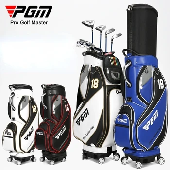 Стандартна чанта за голф PGM, професионална кожа водоустойчив голф чанта от изкуствена кожа, клубна въздушна възглавница голям капацитет, комплект с колело QB100 new Изображение