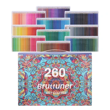 Brutfuner 260 цвята Комплект Цветни Моливи За Рисуване На Маслена Основа Професионален Комплект Моливи За Рисуване върху Дърво За Colorization Стоки За Бродерия Изображение