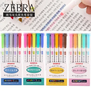5 бр., японски маркер ZEBRA WKT7, флуоресцентен маркер, маркер цвят карамел, НОВ Слънчев цвят и празничен цвят Изображение