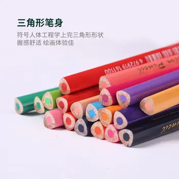 Комплект маслени цветни моливи 36 цвята, 72 цвят, художествена живопис, триъгълни моливи, четки за рисуване на студентите. Изображение