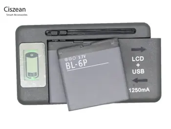 Ciszean 2x3,7 830 mah BL-6P Взаимозаменяеми Батерия + Универсално Зарядно за Nokia 6500C 6500 Classic, 7900 Prism, 7900 BL P 6 P bl6p Изображение