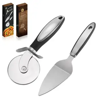 Нож за пица от неръждаема стомана, професионален нож за пица, с кръгло колело с плъзгане дръжка за печене на пица, кухненски инструменти, за приготвяне на храна Изображение