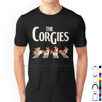 Тениска The Corgies Смешни Corgi Dog 100% Памук Тениска The Corgies The Corgi Corgi Corgi Смешно Кученце, Къса Тениска с Дълъг Ръкав Изображение