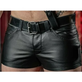 Нов прием на гореща разпродажба, обикновена ежедневни мъжки кожени панталони от изкуствена кожа Изображение