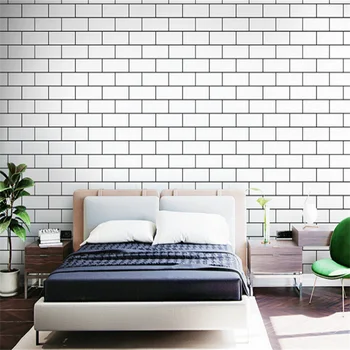 Papel de parede скандинавските черно-бяло каре тухлени водоустойчив мат тапети за хола спални трапезария Изображение