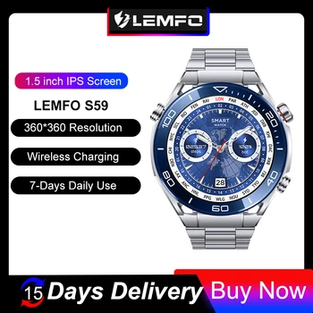 LEMFO Мъжки Смарт Часовници 2023 Bluetooth Покана NFC Smartwatch За Мъже 1,5 Инча 360 *360 HD Екран Възпроизвеждане на музика Безжично Зареждане Изображение