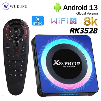 2023 X88 Pro13 RK3528 Четириядрен 64-битов Cortex-а a53 Smart TV Box Android13.0 БТ 8K 2,4 G/5G WiFi6 Конзола Youtube, Netflix Mali450 TV Изображение