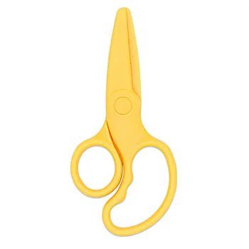 Dobeli Напълно ABS Пластмасова дръжка на нож Детска Безопасност за студенти САМ Ръчен инструмент за рязане на хартия Жълти домакински ножици с кръгла глава Изображение