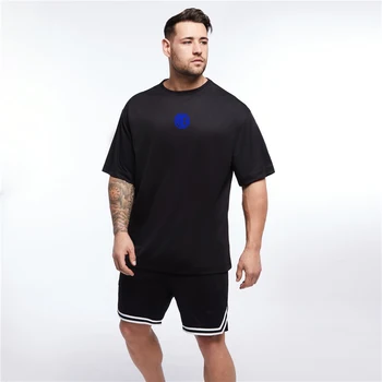 Модерни спортни свободни тениски за фитнес голям размер на окото дишащи бързо съхнещи ризи с къс ръкав, летни мъжки спортни върхове Изображение