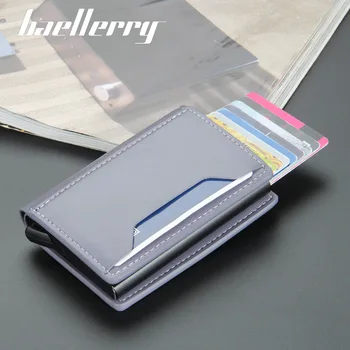 Мъжки алуминиева кутия Baellerry, антимагнитная анти-кражба на чанта за карти, rfid-къс автоматична карта-куршум, женски набор от карти, чанта-портфейл Изображение