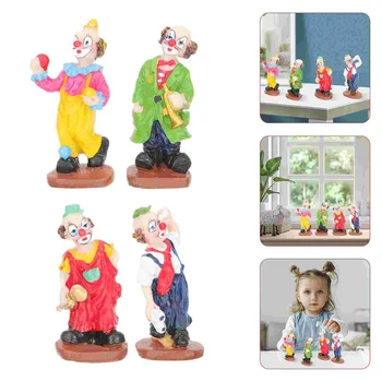 4 бр., цирк скулптура клоун, украса за Хелоуин, тенис на клоун, играчка, модел клоун, статуя, детски аксесоари за автомобили Изображение