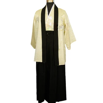 Лятна мъжка традиционните японски кмет на самурая, дышащее кимоно, дрехи за снимки, дълги подпори за изпълнения, костюми Изображение