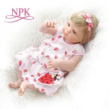 NPK 56 см кукла bebe, възстановената момиче, руса коса, новородено Виктория, силиконова играчка за баня на цялото тяло, мека на допир, водоустойчив Изображение