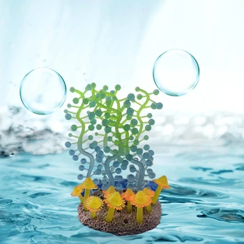 Пластмасови растения за аквариум, Малки изкуствени подводни растения от водна трева с вендузата за декорация на аквариума Изображение