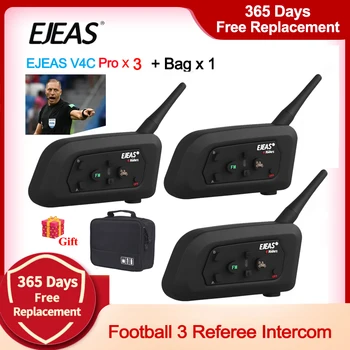 3 Потребител Футболна група слушалки за вътрешна връзка EJEAS V4C V6C1200M, полнодуплексные Bluetooth слушалки, переговорное устройство за футболна конференция Изображение