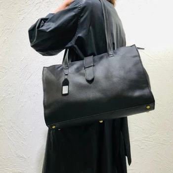 Дамска чанта-тоут от естествена кожа с високо качество, ежедневни Bolsa, дамска Чанта на рамото от гладка телешка кожа, дамски пътна чанта почивен ден Изображение