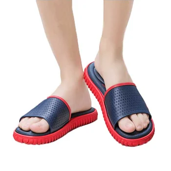 Мъжки чехли от 2021 Лятна мъжки плажни обувки против хлъзгане, чехли мъжки модни сгъстено сандали за баня Размер на началната обувки 39-46 Изображение
