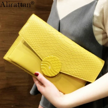 Alirattan, нова дамска чанта-плик с змеиным модел, модна дизайнерска чанта-софтуера на веригата, дамски модерна чанта за пазаруване и пътуване Изображение