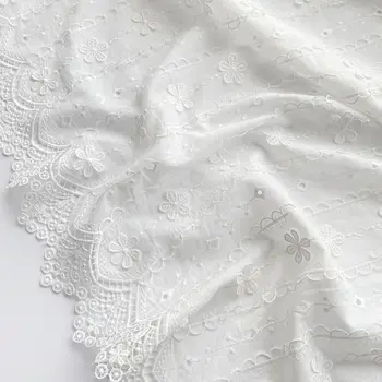 Естествено-бял памучен Плат с куха бродерия от млечен коприна, лейси плат, ръчно изработени аксесоари за шиене на облекло 