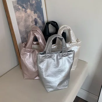 Дамска чанта-кофа от мека изкуствена кожа с горната дръжка, модерен ежедневни дамски чанти през рамо, малки чанти-тоут, обикновена дамска чанта Изображение