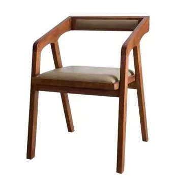 Креативен минималистичен дървен стол Nordic Фоайе Офис стол за грим, кухня, трапезария, Модерна мебели за кухня Mueblesa за възрастни Изображение