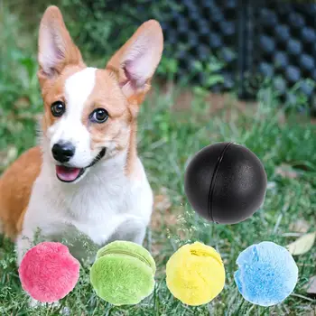 Катящийся топка за кучета с 4 капак, играчка-топка за котки, здрав електронен топка за пол, който се движи, за малки/средни кучета, котки, кученца Изображение