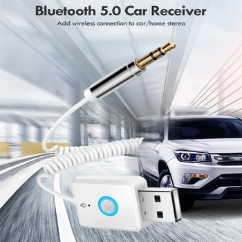 3.5 мм Aux Bluetooth адаптер, аудио кабел за кола-USB Bluetooth приемник Музикални колона Приемник ключ хендсфри комплект за кола Изображение