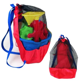Плажна чанта Сгъваема Преносима мрежа чанта за плуване за деца, Плажни кошове за играчки, Чанта за съхранение, водоустойчива чанта за плуване на открито Изображение