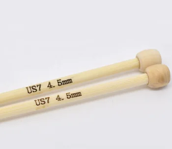 1 Комплект 4-8 мм бамбук одноконечных вязальных спици за бродерия, набор от куки за плетене на една кука с един кръстопът, натурални плетачни игли с дължина 23 см Изображение