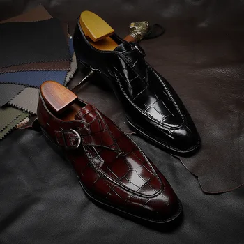 Мъжки кожени обувки, пролетно-есенна новост, британски стил, Модерен Индивидуален Мрежест дизайн, Ежедневни мъжки обувки Големи размери Изображение