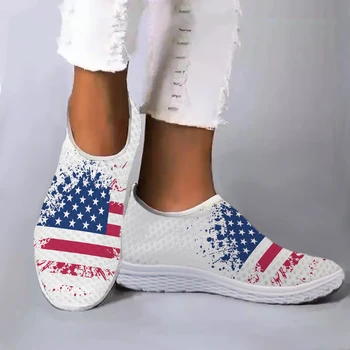 אמריקאי דגל הדפסת רך ופרס קל משקל לנשימה חיצוני נעליים יומיומיות נוח נעלי לקיץ Изображение