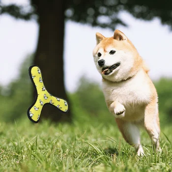 Триъгълни летящи дискове за кучета, Писклявый Кученце, Интерактивен хвърляне на стрела, устойчиви на укусам, бумеранг, образователна играчка за дъвчене Изображение