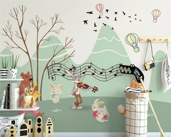 Cartoony рисованный балон, малко бяло зайче, тапети за детска стая, 3D тапети Изображение
