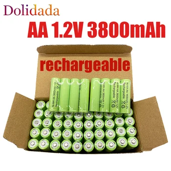 Батерия тип АА 100% оригинална 1,2 В, Ni MH батерии тип AA с капацитет 3800 mah, може да се използва за светодиоди, MP3-лампи, микрофон, играчки ca Изображение