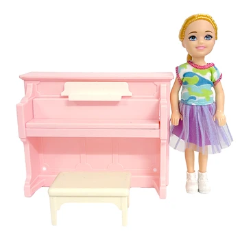 Набор от NK1 Розово пиано за кукла Кели, модел куклена къща, мини-подпори, модни мебели, пластмасови играчки за кукли Барби, аксесоари Изображение